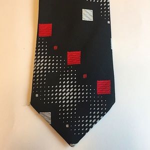 Vintage Wide Black, Red and White Pattern Tie